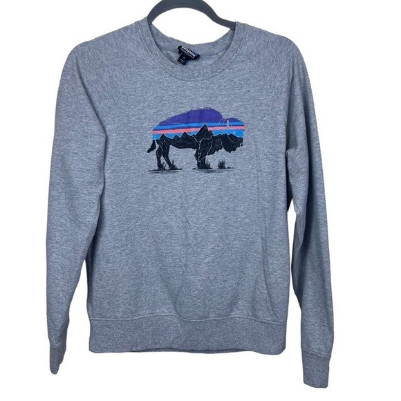 Patagonia W’s Fitz Roy Bison Ahnya Crew Sweatshirt-Drifter Gray M - Picture 2 of 8